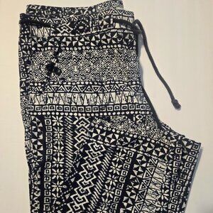LOFT dark navy geometric tribal pattern ankle‎ pants Size 14